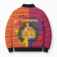 Andorra Christmas Bomber Puffer Jacket Coat Of Arms With Wreath Xmas - Wonder Print Shop