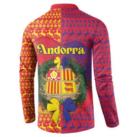Andorra Christmas Button Sweatshirt Coat Of Arms With Wreath Xmas - Wonder Print Shop