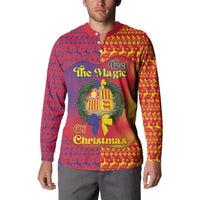 Andorra Christmas Button Sweatshirt Coat Of Arms With Wreath Xmas - Wonder Print Shop