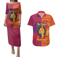 Andorra Christmas Couples Matching Puletasi and Hawaiian Shirt Coat Of Arms With Wreath Xmas - Wonder Print Shop