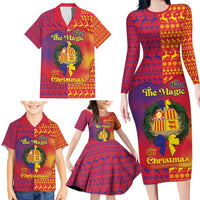 Andorra Christmas Family Matching Long Sleeve Bodycon Dress and Hawaiian Shirt Coat Of Arms With Wreath Xmas - Wonder Print Shop