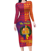 Andorra Christmas Family Matching Long Sleeve Bodycon Dress and Hawaiian Shirt Coat Of Arms With Wreath Xmas - Wonder Print Shop