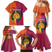 Andorra Christmas Family Matching Mermaid Dress and Hawaiian Shirt Coat Of Arms With Wreath Xmas - Wonder Print Shop