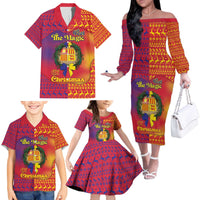 Andorra Christmas Family Matching Off The Shoulder Long Sleeve Dress and Hawaiian Shirt Coat Of Arms With Wreath Xmas - Wonder Print Shop