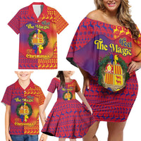 Andorra Christmas Family Matching Off Shoulder Short Dress and Hawaiian Shirt Coat Of Arms With Wreath Xmas - Wonder Print Shop