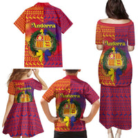 Andorra Christmas Family Matching Puletasi and Hawaiian Shirt Coat Of Arms With Wreath Xmas - Wonder Print Shop