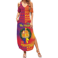 Andorra Christmas Family Matching Summer Maxi Dress and Hawaiian Shirt Coat Of Arms With Wreath Xmas - Wonder Print Shop