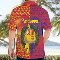 Andorra Christmas Hawaiian Shirt Coat Of Arms With Wreath Xmas - Wonder Print Shop