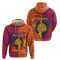 Andorra Christmas Hoodie Coat Of Arms With Wreath Xmas - Wonder Print Shop