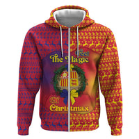 Andorra Christmas Hoodie Coat Of Arms With Wreath Xmas - Wonder Print Shop