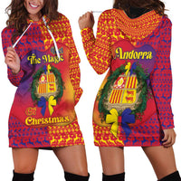 Andorra Christmas Hoodie Dress Coat Of Arms With Wreath Xmas - Wonder Print Shop