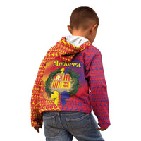 Andorra Christmas Kid Hoodie Coat Of Arms With Wreath Xmas - Wonder Print Shop