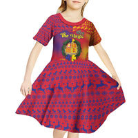 Andorra Christmas Kid Short Sleeve Dress Coat Of Arms With Wreath Xmas - Wonder Print Shop