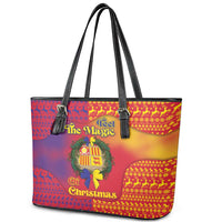 Andorra Christmas Leather Tote Bag Coat Of Arms With Wreath Xmas - Wonder Print Shop