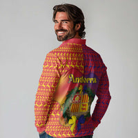 Andorra Christmas Long Sleeve Polo Shirt Coat Of Arms With Wreath Xmas - Wonder Print Shop