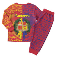 Andorra Christmas Pajama Set Coat Of Arms With Wreath Xmas - Wonder Print Shop