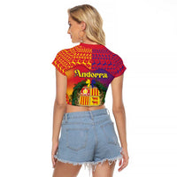 Andorra Christmas Raglan Cropped T Shirt Coat Of Arms With Wreath Xmas - Wonder Print Shop