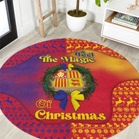 Andorra Christmas Round Carpet Coat Of Arms With Wreath Xmas - Wonder Print Shop