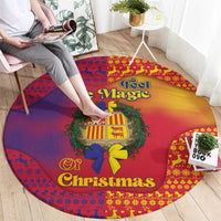 Andorra Christmas Round Carpet Coat Of Arms With Wreath Xmas - Wonder Print Shop