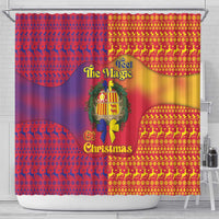 Andorra Christmas Shower Curtain Coat Of Arms With Wreath Xmas - Wonder Print Shop