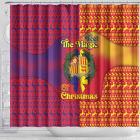 Andorra Christmas Shower Curtain Coat Of Arms With Wreath Xmas - Wonder Print Shop