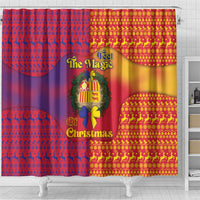 Andorra Christmas Shower Curtain Coat Of Arms With Wreath Xmas - Wonder Print Shop