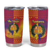 Andorra Christmas Tumbler Cup Coat Of Arms With Wreath Xmas - Wonder Print Shop
