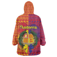 Andorra Christmas Wearable Blanket Hoodie Coat Of Arms With Wreath Xmas - Wonder Print Shop