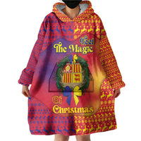 Andorra Christmas Wearable Blanket Hoodie Coat Of Arms With Wreath Xmas - Wonder Print Shop