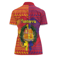 Andorra Christmas Women Polo Shirt Coat Of Arms With Wreath Xmas - Wonder Print Shop
