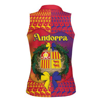 Andorra Christmas Women Sleeveless Polo Shirt Coat Of Arms With Wreath Xmas - Wonder Print Shop