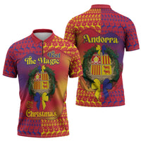 Andorra Christmas Zipper Polo Shirt Coat Of Arms With Wreath Xmas - Wonder Print Shop