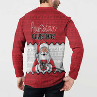 Austria Christmas Button Sweatshirt Santa Is Favorite Austrian - Wonder Print Shop