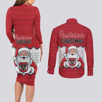 Austria Christmas Couples Matching Long Sleeve Bodycon Dress and Long Sleeve Button Shirt Santa Is Favorite Austrian - Wonder Print Shop