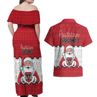 Austria Christmas Couples Matching Off Shoulder Maxi Dress and Hawaiian Shirt Santa Is Favorite Austrian - Wonder Print Shop