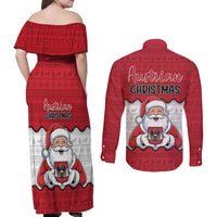 Austria Christmas Couples Matching Off Shoulder Maxi Dress and Long Sleeve Button Shirt Santa Is Favorite Austrian - Wonder Print Shop