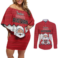 Austria Christmas Couples Matching Off Shoulder Short Dress and Long Sleeve Button Shirt Santa Is Favorite Austrian - Wonder Print Shop