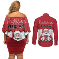 Austria Christmas Couples Matching Off Shoulder Short Dress and Long Sleeve Button Shirt Santa Is Favorite Austrian - Wonder Print Shop