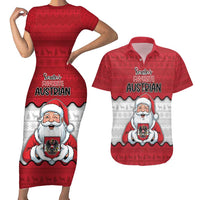 Austria Christmas Couples Matching Short Sleeve Bodycon Dress and Hawaiian Shirt Santa Is Favorite Austrian - Wonder Print Shop