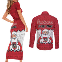 Austria Christmas Couples Matching Short Sleeve Bodycon Dress and Long Sleeve Button Shirt Santa Is Favorite Austrian - Wonder Print Shop