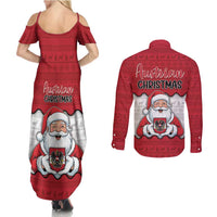 Austria Christmas Couples Matching Summer Maxi Dress and Long Sleeve Button Shirt Santa Is Favorite Austrian - Wonder Print Shop