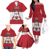 Austria Christmas Family Matching Off The Shoulder Long Sleeve Dress and Hawaiian Shirt Santa Is Favorite Austrian - Wonder Print Shop