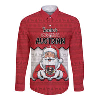 Austria Christmas Long Sleeve Button Shirt Santa Is Favorite Austrian - Wonder Print Shop
