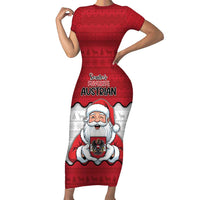 Austria Christmas Short Sleeve Bodycon Dress Santa Is Favorite Austrian - Wonder Print Shop