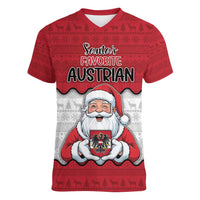 Austria Christmas Women V-Neck T-Shirt Santa Is Favorite Austrian - Wonder Print Shop