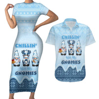 Chillin With My Gnomies Couples Matching Short Sleeve Bodycon Dress and Hawaiian Shirt Merry Christmas - Wonder Print Shop