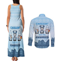 Chillin With My Gnomies Couples Matching Tank Maxi Dress and Long Sleeve Button Shirt Merry Christmas - Wonder Print Shop
