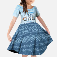 Chillin With My Gnomies Family Matching Off The Shoulder Long Sleeve Dress and Hawaiian Shirt Merry Christmas - Wonder Print Shop