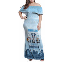 Chillin With My Gnomies Family Matching Off Shoulder Maxi Dress and Hawaiian Shirt Merry Christmas - Wonder Print Shop