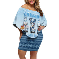 Chillin With My Gnomies Family Matching Off Shoulder Short Dress and Hawaiian Shirt Merry Christmas - Wonder Print Shop
